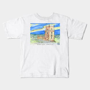 Belém Tower sketch on canvas Kids T-Shirt